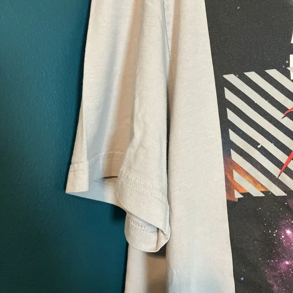 VTG XL Nike Air Flight Galaxy Planets T Shirt Jordan Grey Red Sewn Logo Cotton